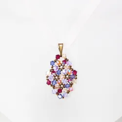 Pendant 45cm - Terence Rhombus S-Salmon Organza - Pendant 45cm - Laiton bronze
